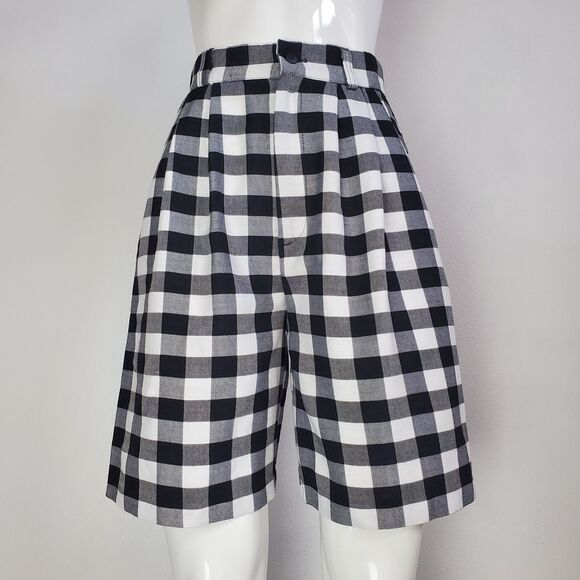 Vintage Pants - Vintage 90s Stringbean Black & White Gingham Bermuda Shorts